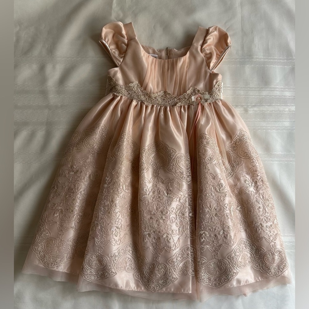 Bonnie Jean Blush and Gold Elegant Dress - Picture 3 of 13